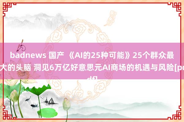 badnews 国产 《AI的25种可能》25个群众最伟大的头脑 洞见6万亿好意思元AI商场的机遇与风险[pdf]